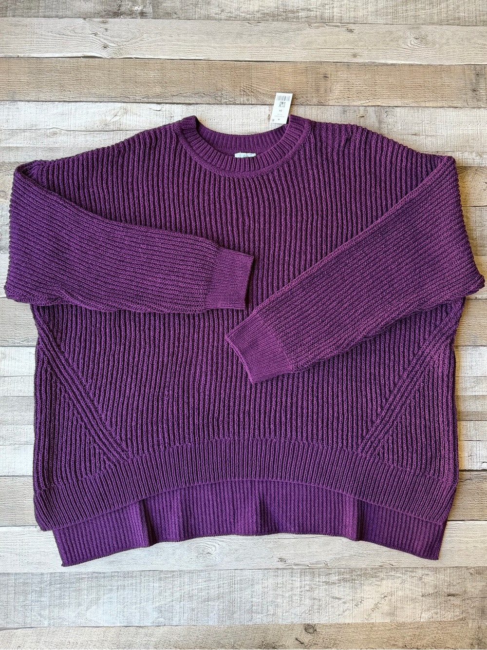 Dip Purple Chunky Ribbed Knit Oversized Hi-Low Sweater 2X NWT - Picture 8 of 16